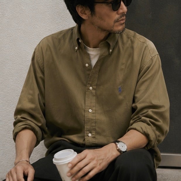 Polo Ralph Lauren】【BLAKE】L silk linen B.D.shirt ポロラルフ
