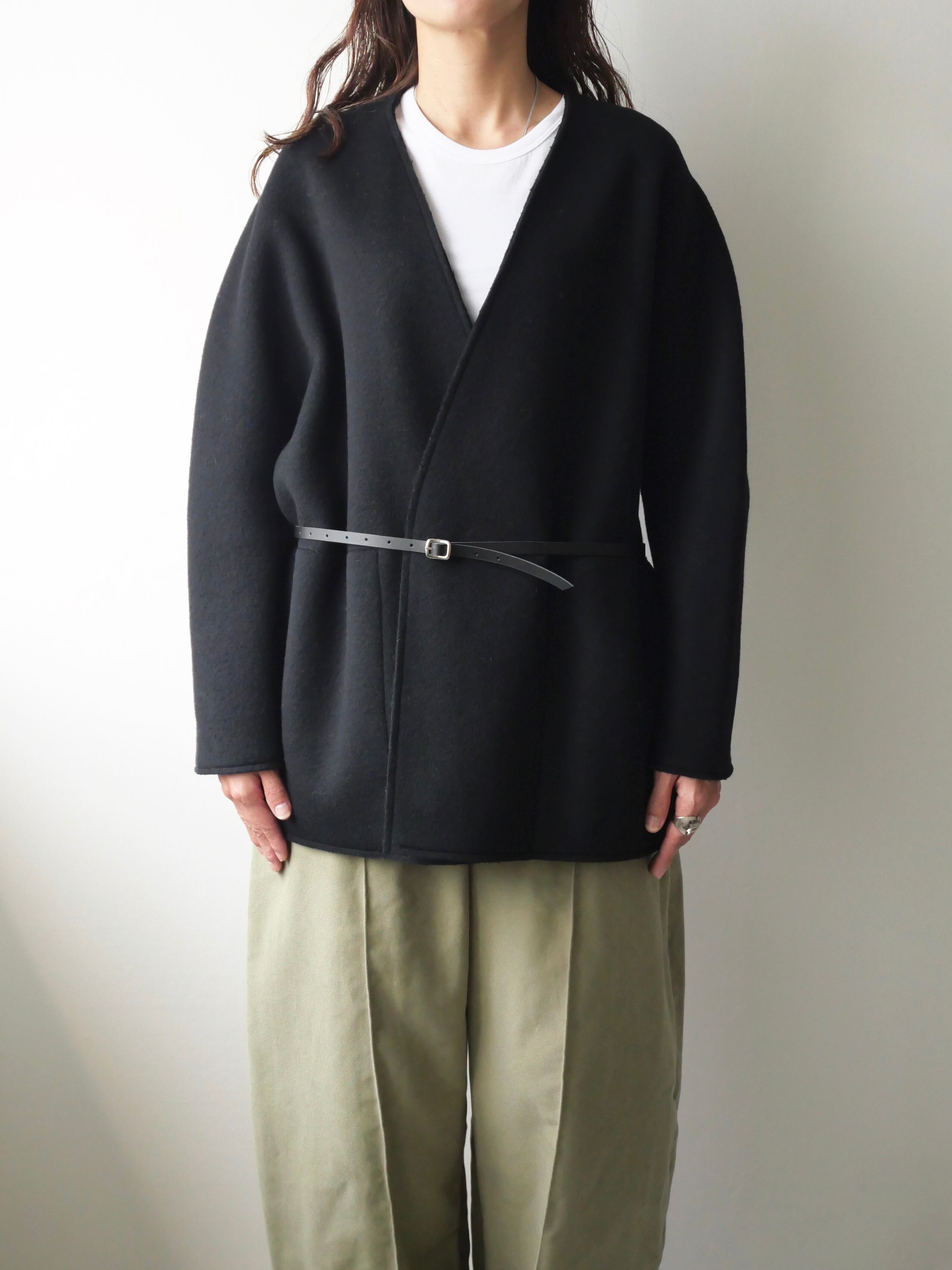TENNE HANDCRAFTED MODERN / Super140s wool no collar jacket（BLACK 