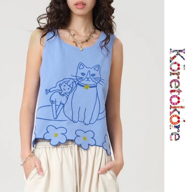 Girl and Cat Tank Top A0300