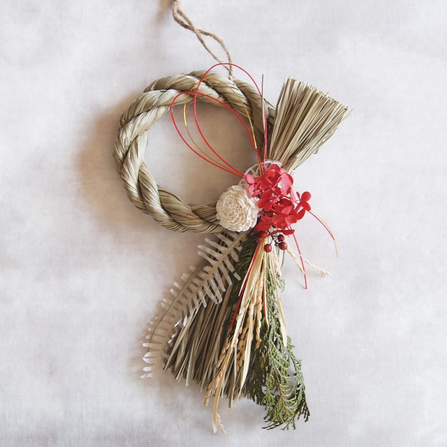 【お年賀】しめ縄  - ドライフラワー  J オカザリ リング24 -
