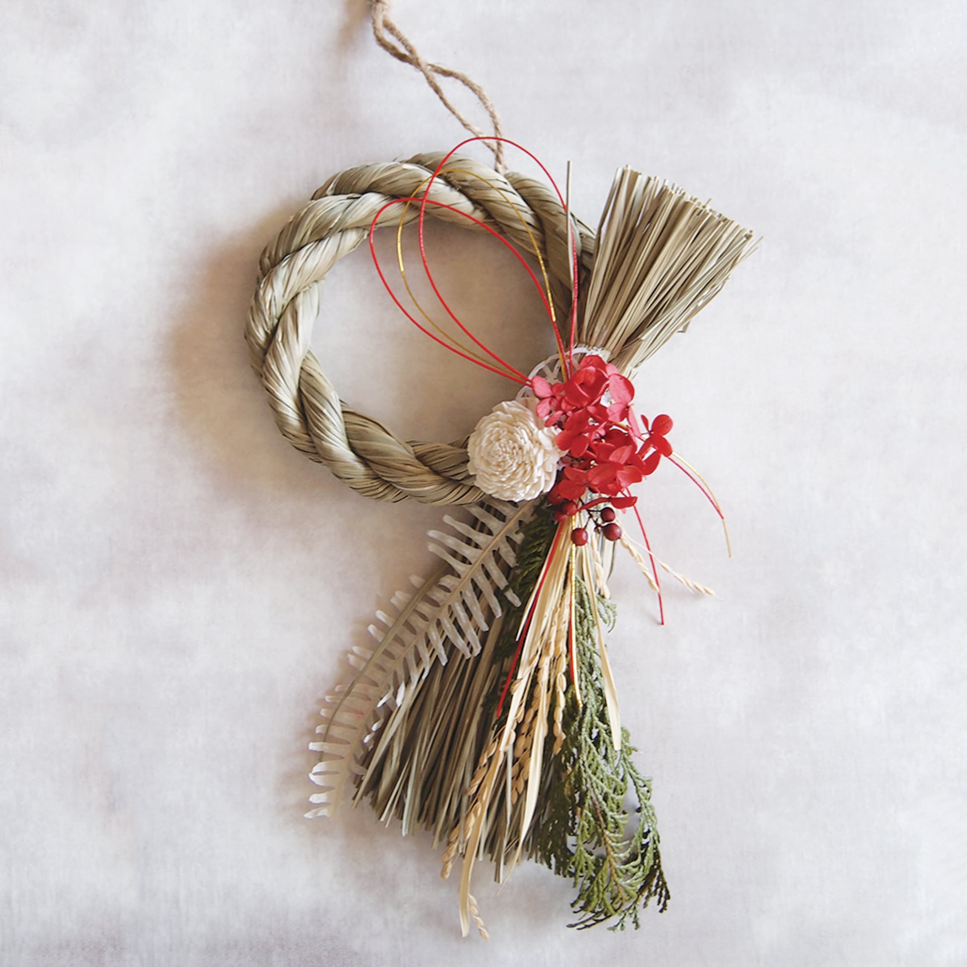 【お年賀】しめ縄 - ドライフラワー J オカザリ リング24 -