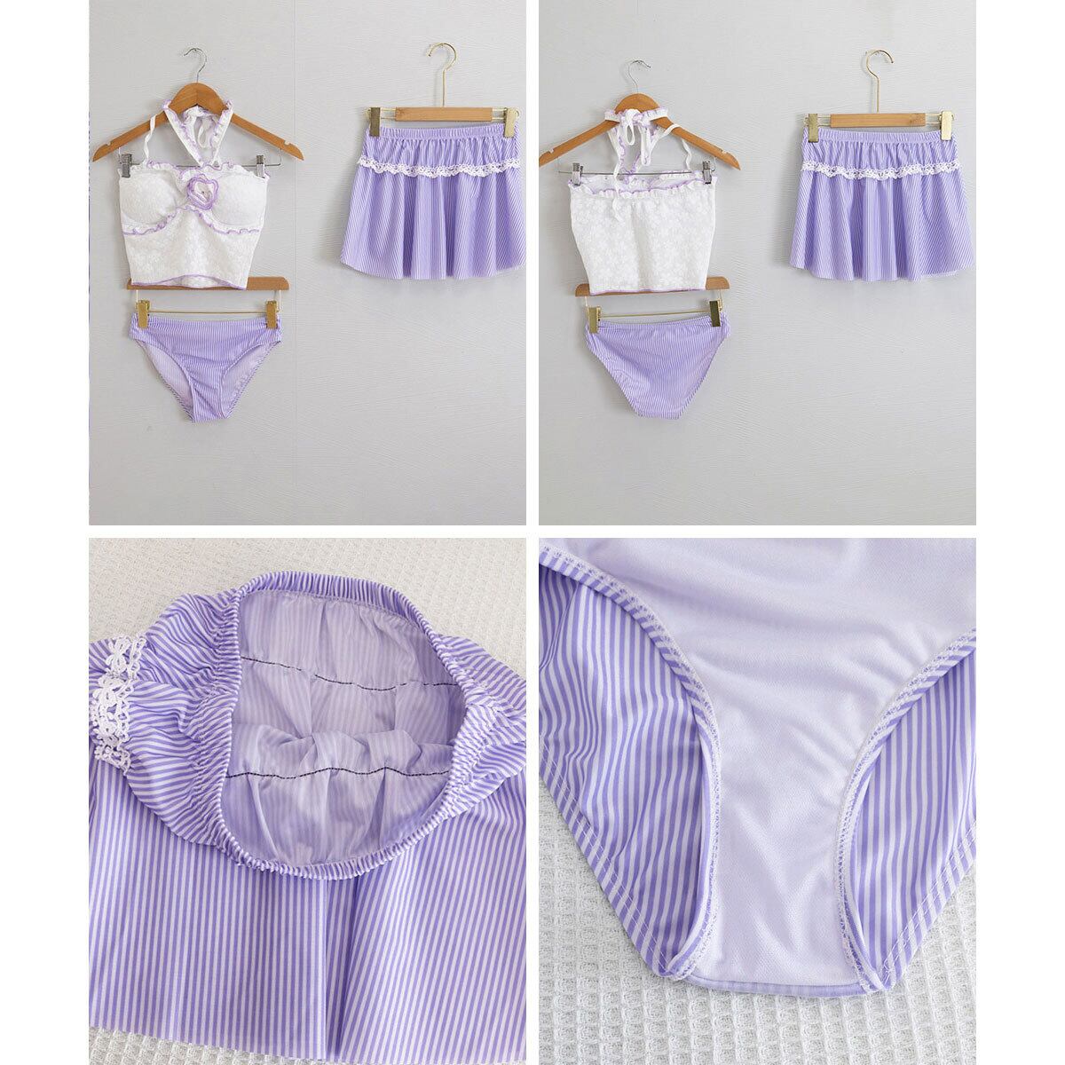 スカート付き 水着 ビキニ 3点セット レディース 夏 韓国 ホルターネック ビーチ 海水浴 プール レジャー 大人 かわいい きれいめ ビーチウェア 露出控えめ フラワー フリル フェミニン 大人可愛い 大人女子