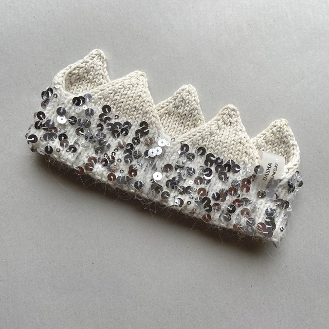 Knitted Crown [ silver sequin ] / Dasha Petrenko [ニットクラウン ハーフバースデー ファーストバースデー 記念日]