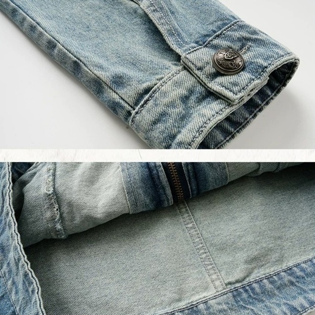 ノーカラークロップドナポレオンデニムジャケット 2col R02714