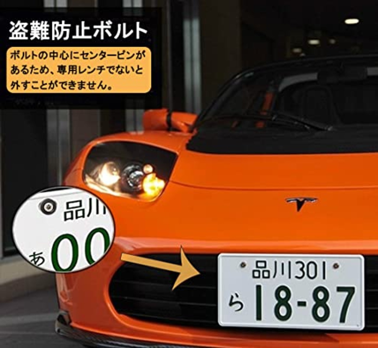 車用 ナンバープレート 盗難防止ボルト ナンバーフレーム セキュリティ ネジ M6 (グリーン)