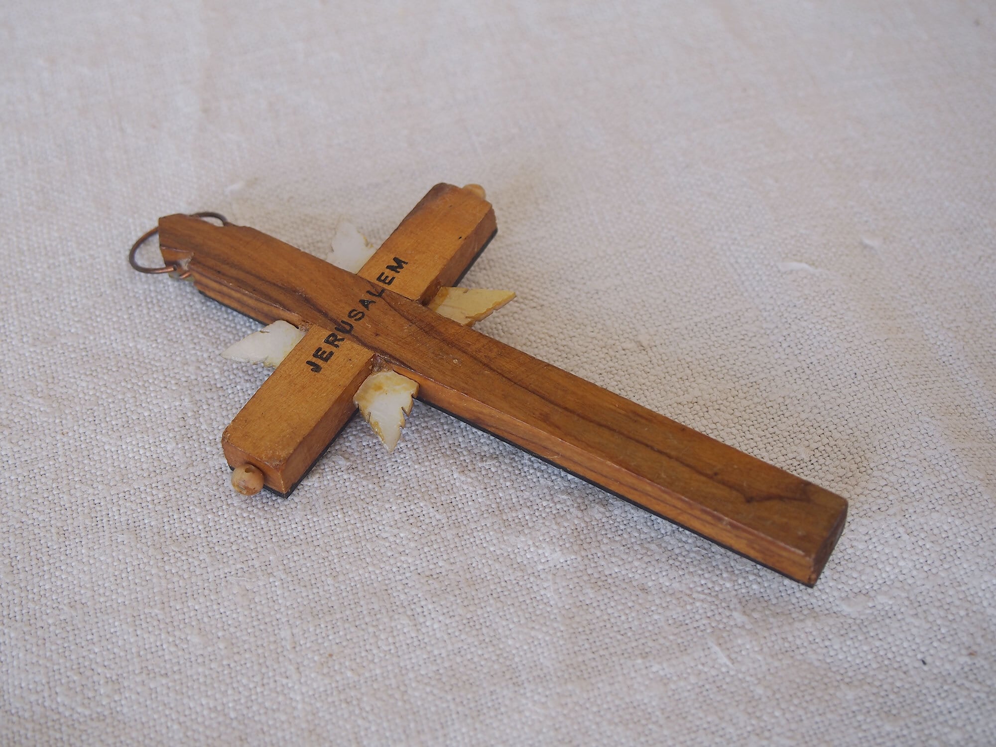 十字架螺鈿 ロザリオ12.5cm キリスト 象嵌 イコン エルサレム工芸