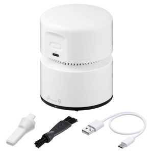 【努力特価】サンワダイレクト 卓上クリーナー 充電式 消しカス 強・弱2段階 隙間ノズル付き 200-CD070