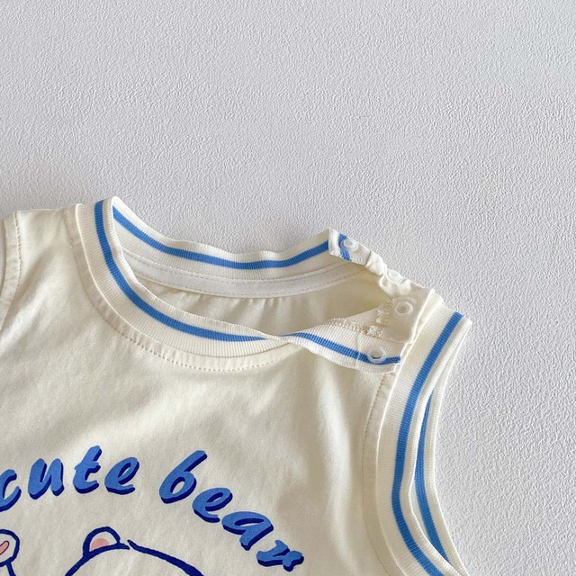 【BABY】ハイファイブくまノースリーブロンパース - 5
