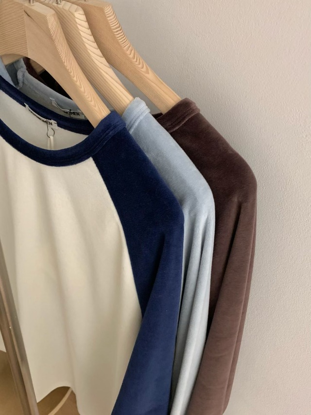 (予約) HAUS / Tomi velour raglan T-Shirts 3color