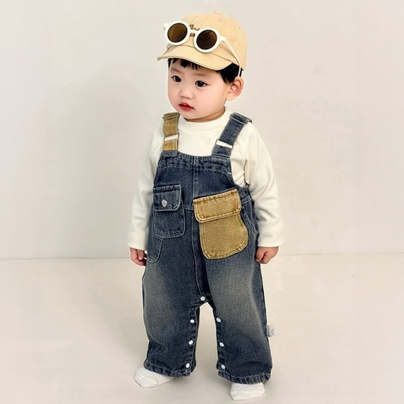70-110】秋新作デニムサロペットセット ベビー 男の子 カジュアル