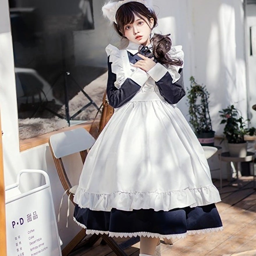 ロリータ メイド服 ワンピース Lolita 袖あり 通販 文化祭 学園祭