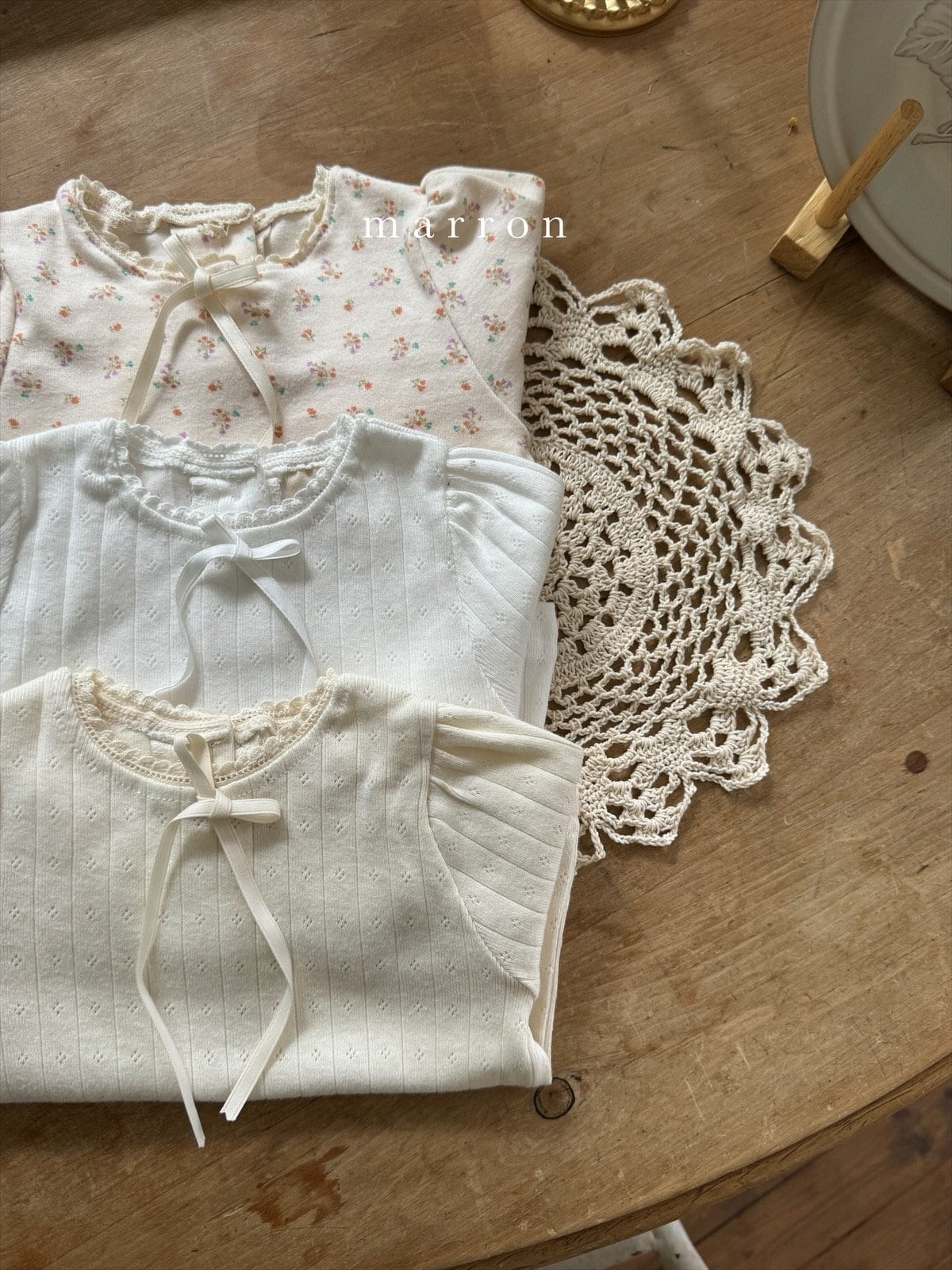 ( 即納 ) eyelet ribbon / marron