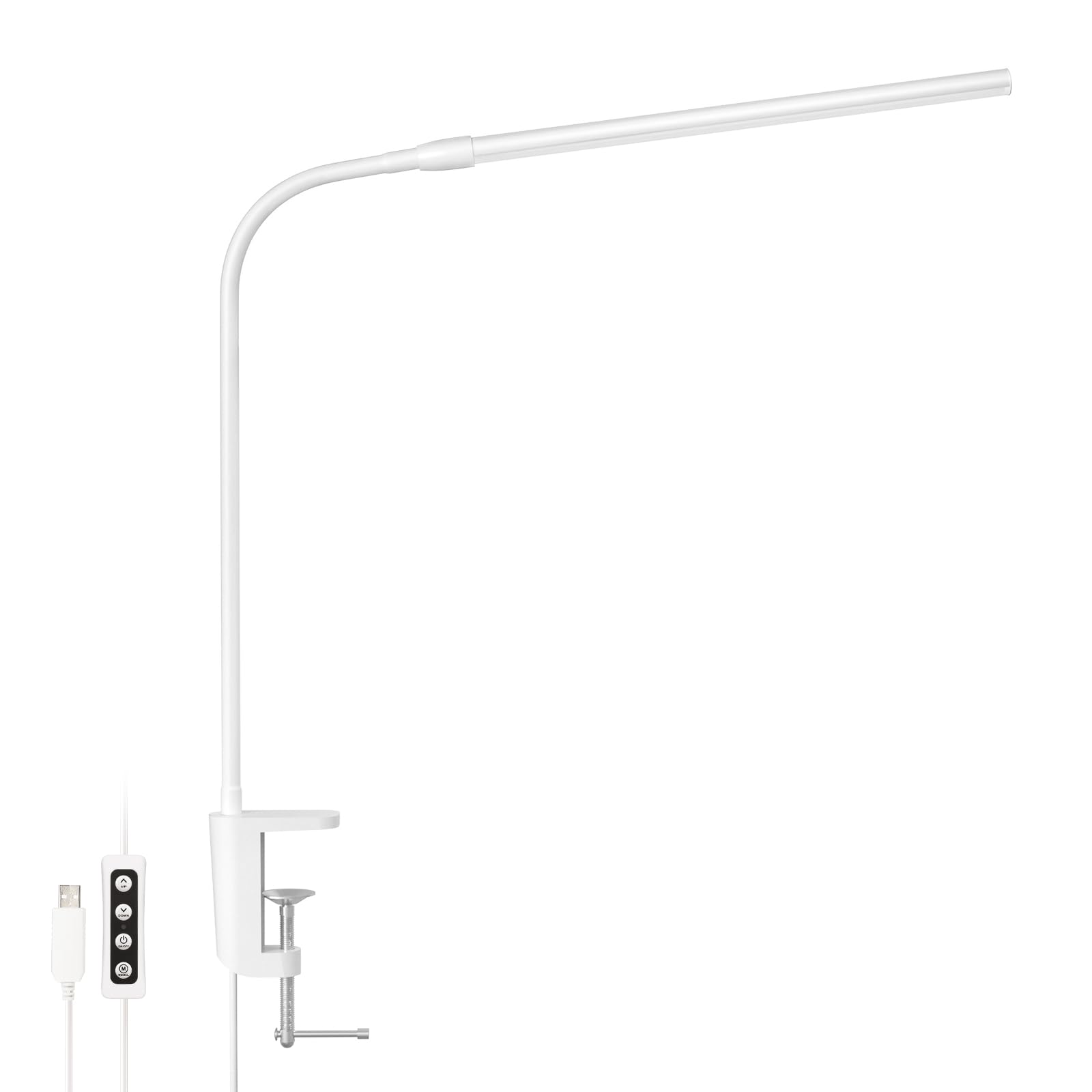 Lepro デスクライト クランプ led 目に優しい クランプライト スタンドライト 電気スタンド 【電球色・白色・昼光色/10段階明るさ/5W省エネ/Ra80演色/明るい/独立ボタン制御/360°角度調整可能/USB給電式/1.5Mケーブル】 卓上ライト 台灯 卓上照明 勉強机 学習机 読書灯 テーブル (ホワイト)
