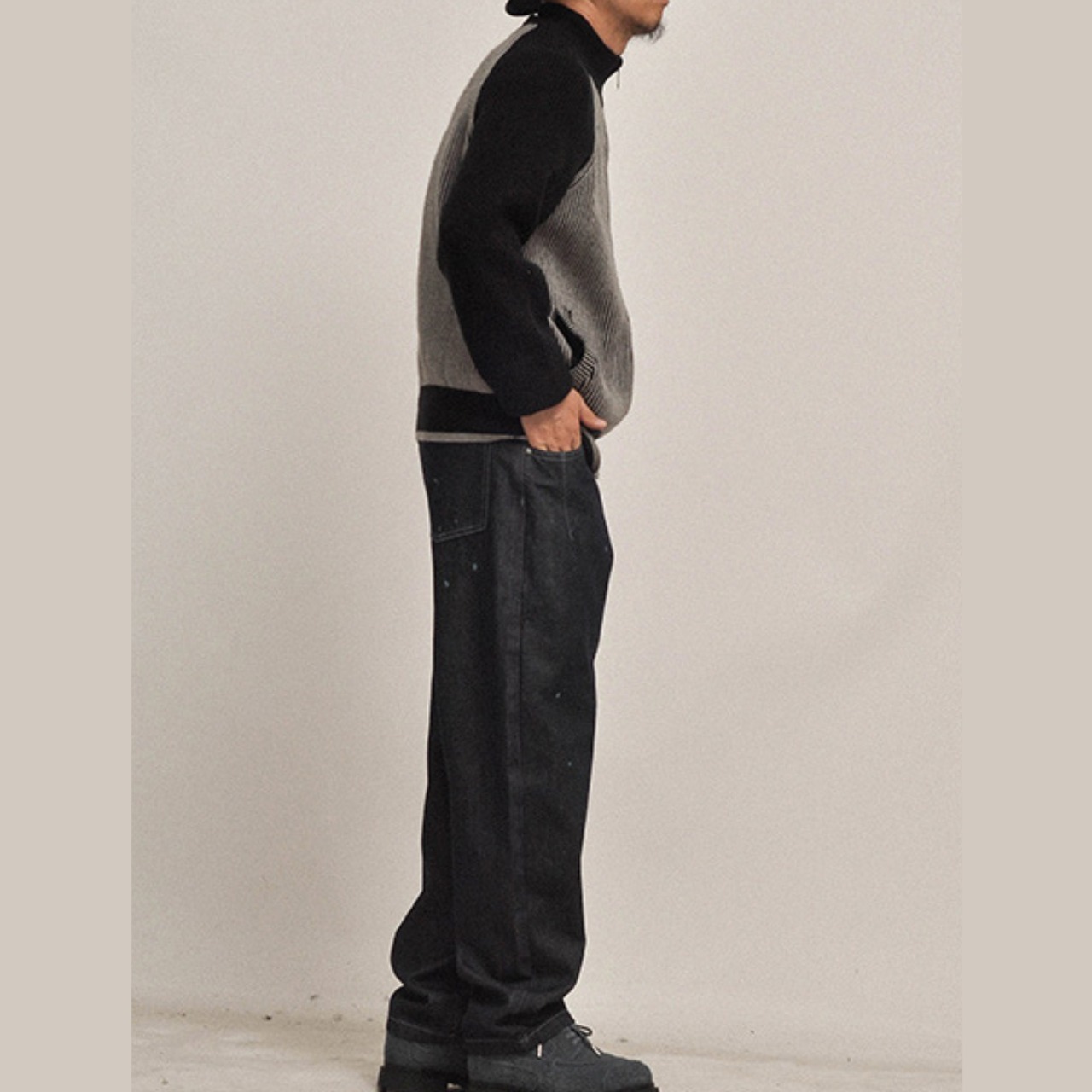 インクブルー・ペイントドロップワイドデニム N3448 - 10