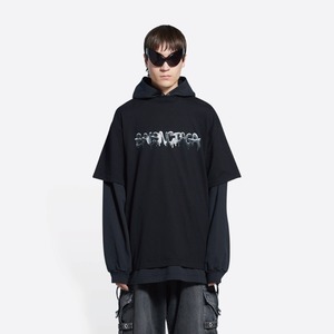 【BALENCIAGA】  Double L S Hooded T ( BLACK/BLACK)