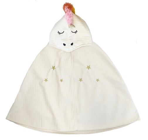 DRC05W-Unicorn Dress Up Velvet Cape 3-10 Years-WHITE