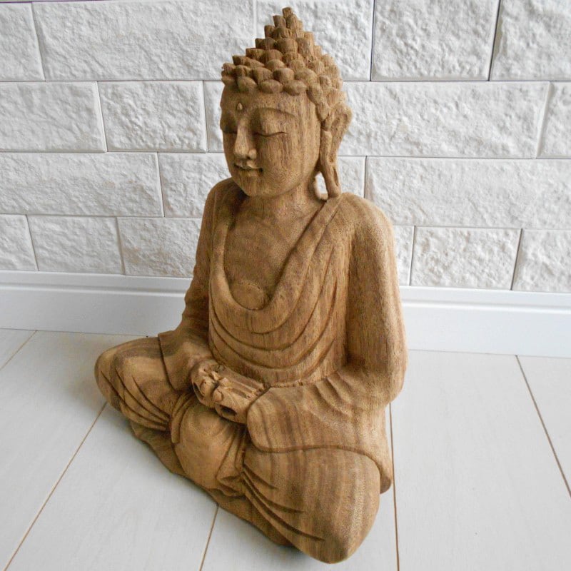 一刀彫 仏陀坐像 26cm 仏像 仏陀 ブッダ オブジェ 仏像の置物 仏陀の