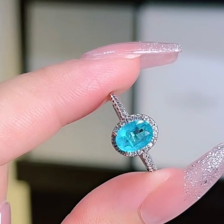 2カラット 人工パライバトルマリン 高炭素ダイヤモンド キラキラ