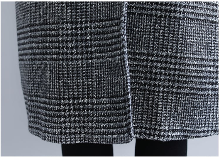 千鳥格子柄 コートチェック フード付き ポケット アウター