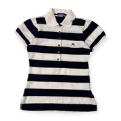 90s 00s BURBERRY LONDON BLUE LABEL バーバリー ブルーレーベル ボーダー 鹿の子 半袖 ポロシャツ 38/ブラック×ホワイト レディース 三陽商会 ビンテージ