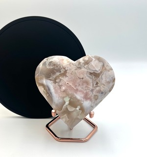 (00910)【1点のみ】フラワーアゲート　大きいハート　桜メノウ　花瑪瑙　Cherry Blossom　Agate Flower Agate　天然石インテリア　置物