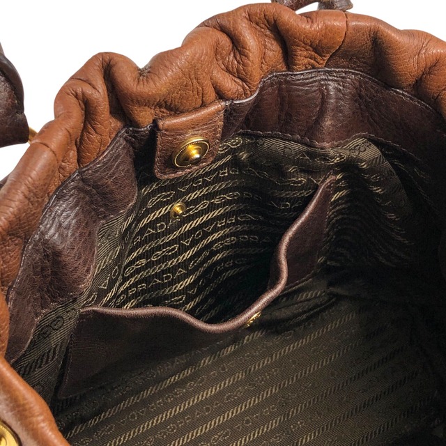 PRADA プラダ トートバッグ ブラウン ロゴ レザー vintage ヴィンテージ オールド 2ssadw