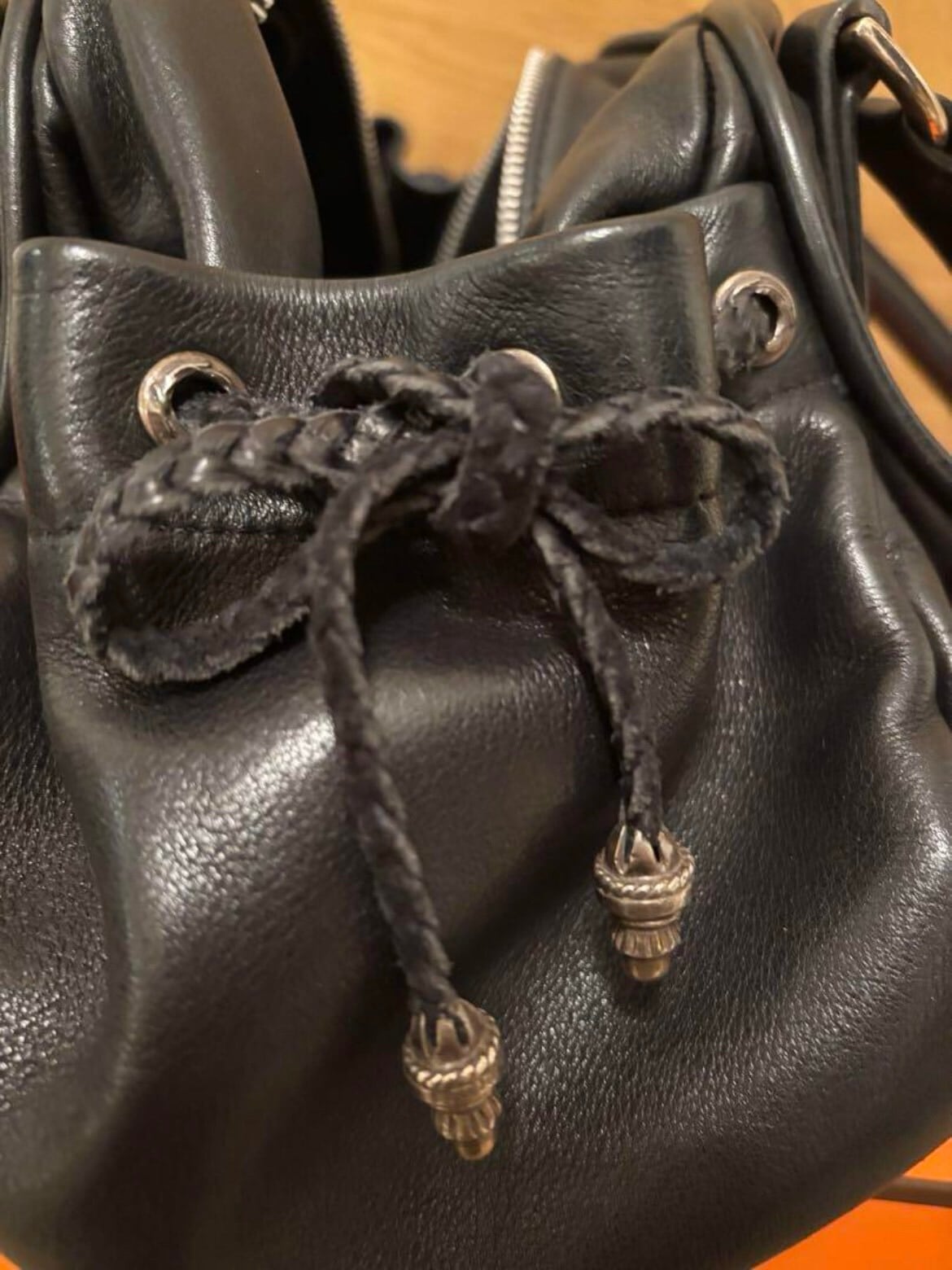 クロムハーツ SQUIRRELY JO フィリグリークロス装飾レザーハンドバッグ 中古 SJ02 CHROME HEARTS クロムハーツ SQUIRRELY JO フィリグリークロス レザー