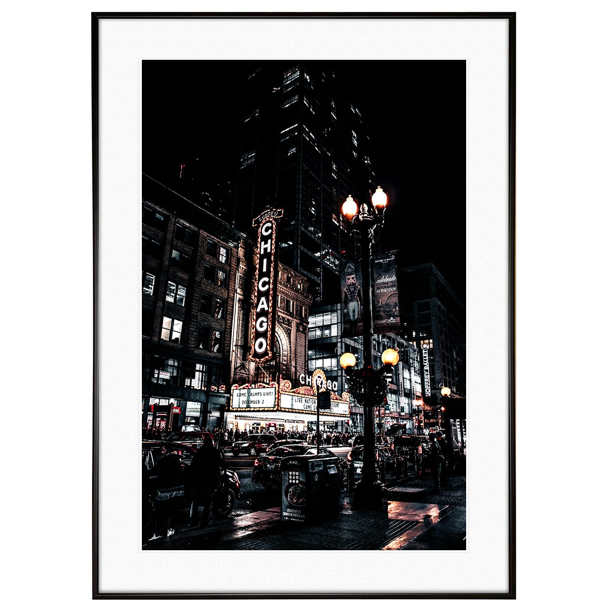 アメリカ写真 シカゴの夜 インテリア アートフォトポスター額装 AS4386