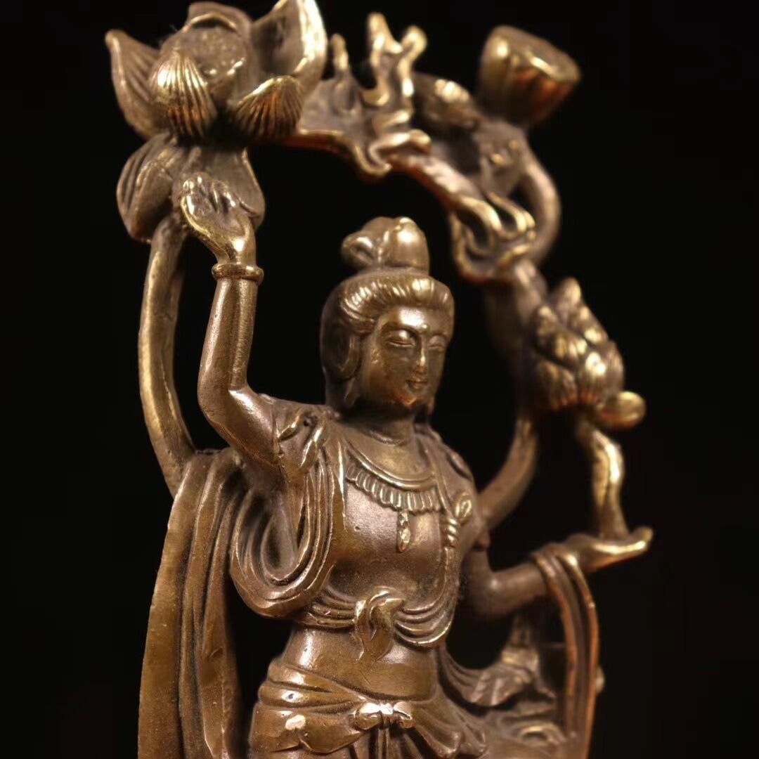 美術品・アンティーク・コレクション 蓮華地蔵王仏像 菩薩 観音 銅製