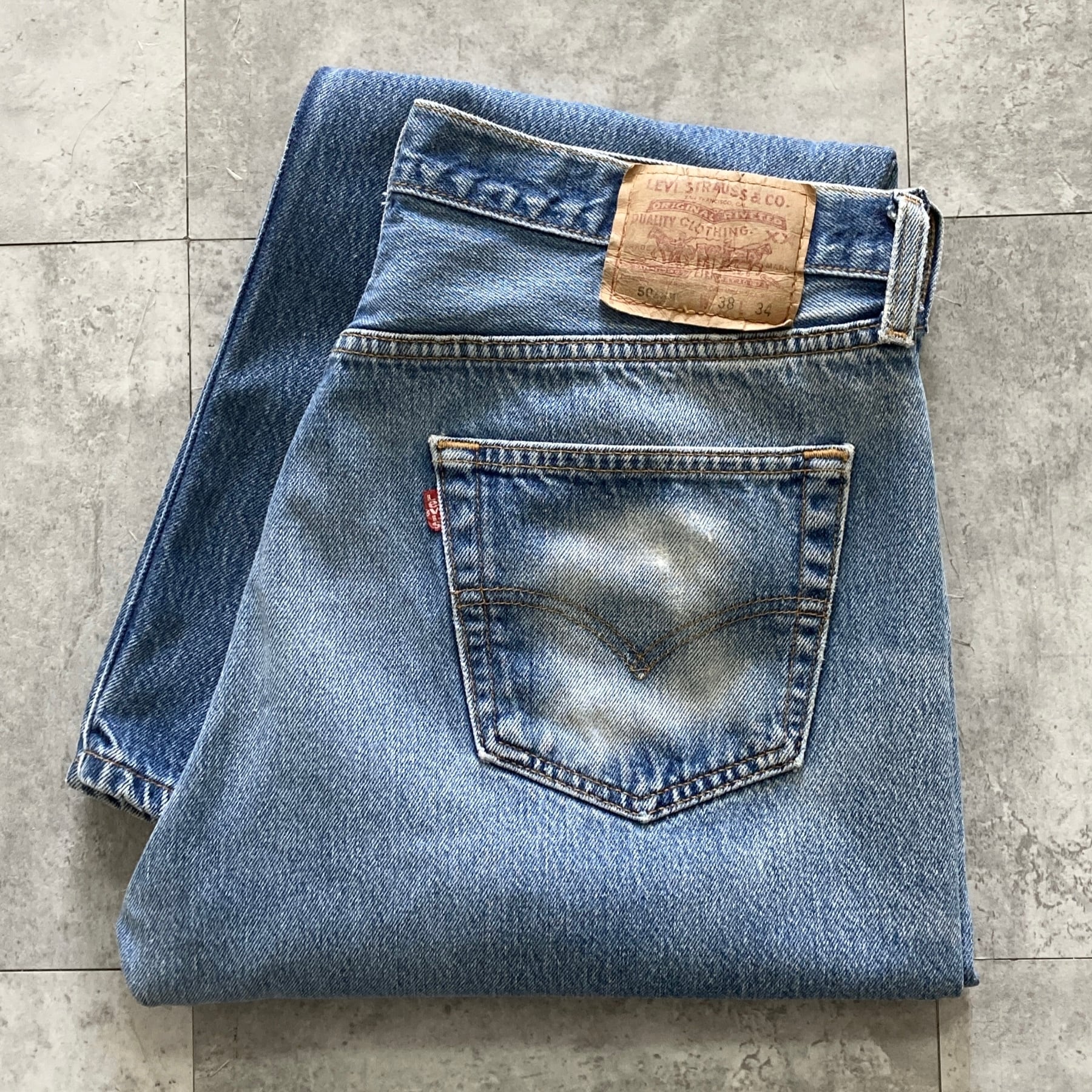 USA製 リーバイス 501 裏刻印653 90s W38 ヴィンテージ W38 L34】90s US.Levis 501 リーバイス ボールドウィン工場(653
