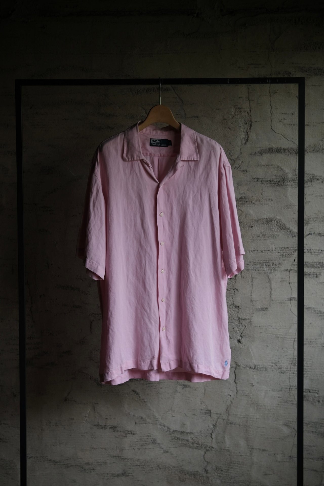 OK/90's "Polo by Ralph Lauren" linen silk open collar shirt/pink