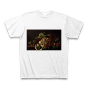 果物籠のある静物（1654年）（コルネリス・デ・ヘーム）：厳選名画Tシャツコレクション（ホワイト）・世界の美術作品名画グッズ【安心の送料込・税込】