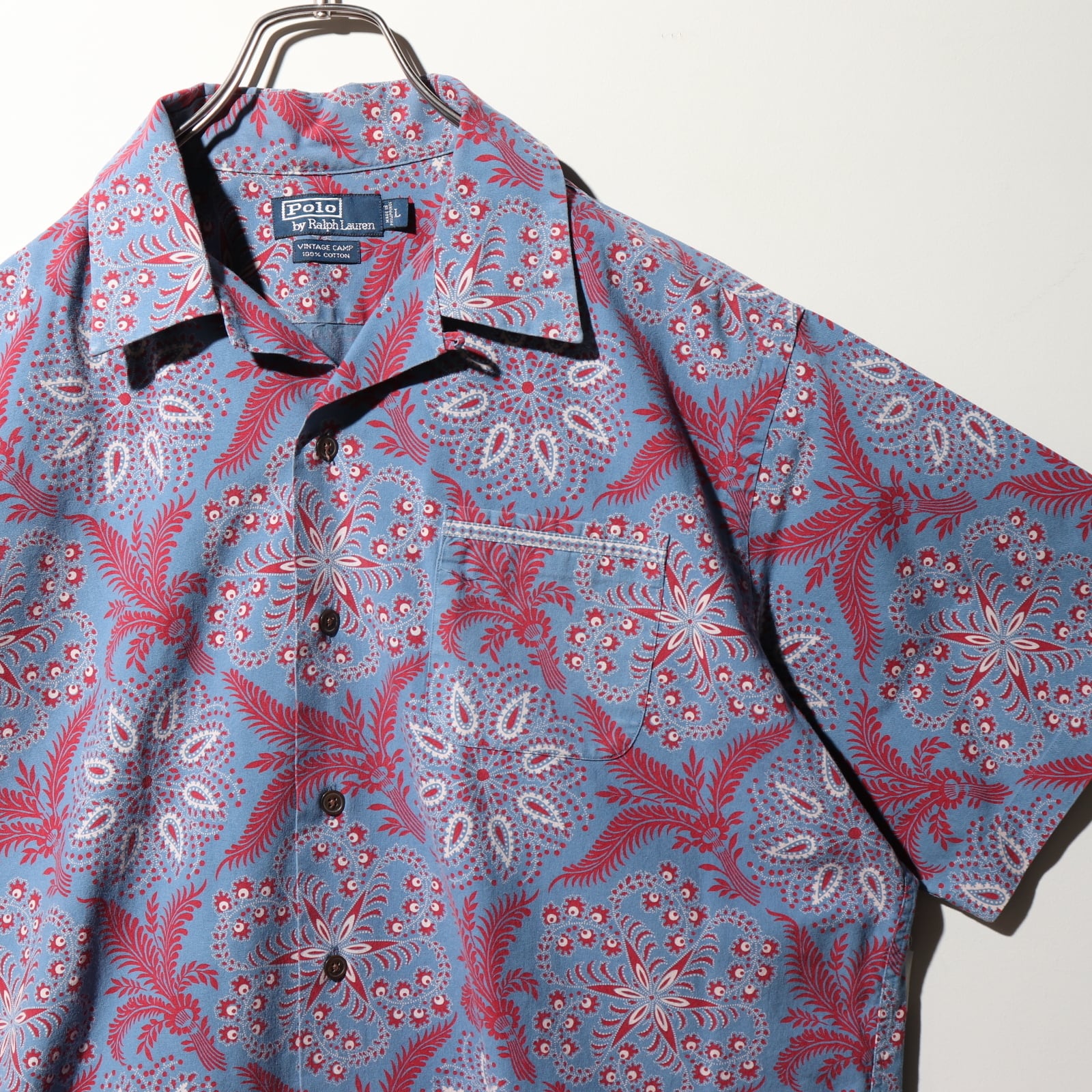 美品 L ポロラルフローレン ペイズリー 半袖開襟シャツ vintage camp  