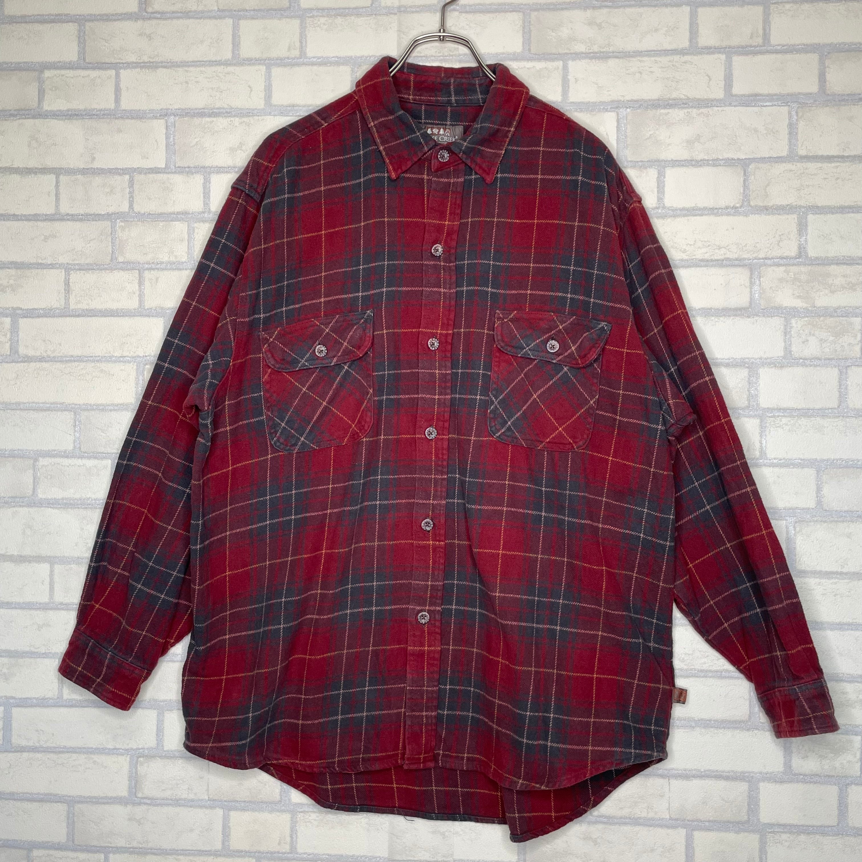 MOOSE CREEK フランネル シャツ 長袖 ヘビー レッド メンズ M たやすく 秋
