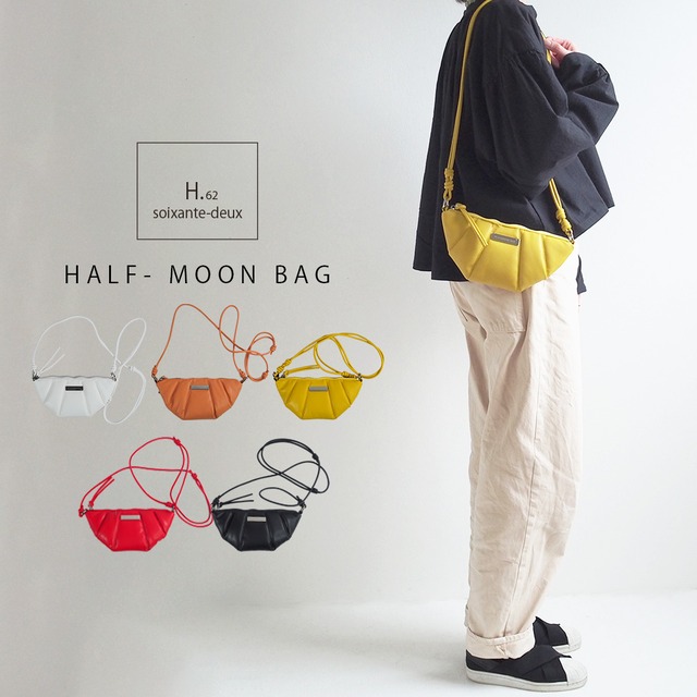 ハーフムーンショルダー 1530 H.62 アッシュソワソンドゥ | ハーフムーン バッグ サブバッグ 肩掛け ショルダー 合皮ショルダー 人気 軽量 ブランド レディース かわいい おしゃれ ギフト プレゼント 半月型 口元ファスナー ミニバッグ　小さめショルダー 小さめ 母の日