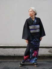 【受注商品】RumiRockセオαゆかた「金魚に萩」　[A1654]