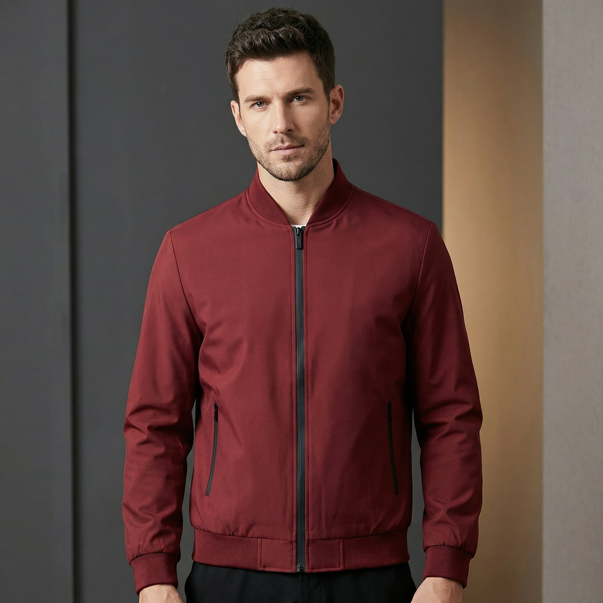 スリムフィットスタンドカラージップアップジャケット(5color) M0637