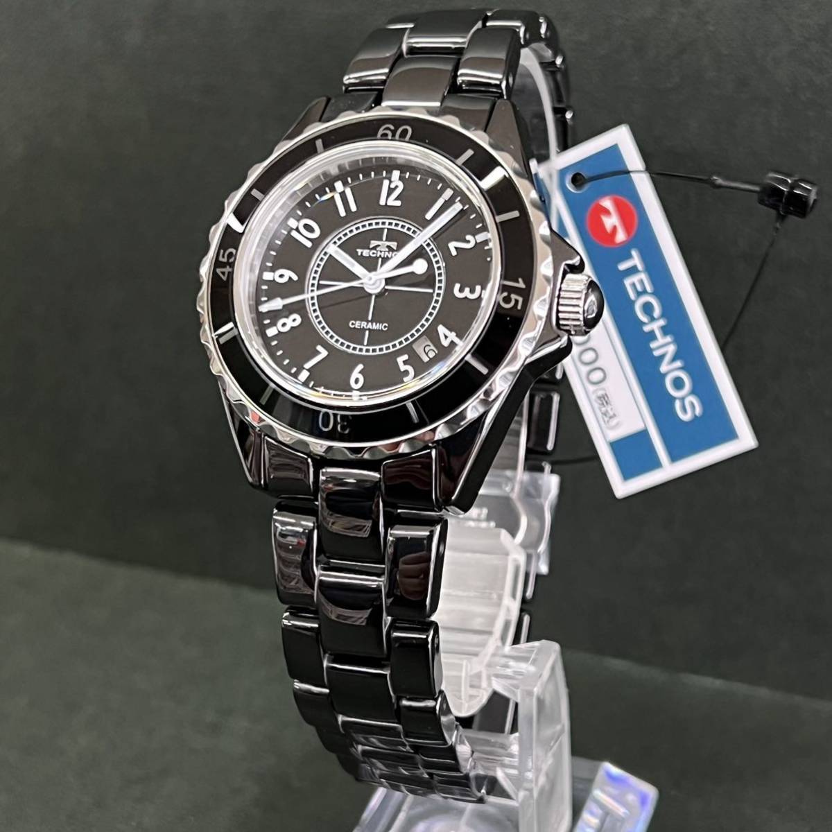 [テクノス] 腕時計 デイト セラミック T9B82TB メンズ ブラック