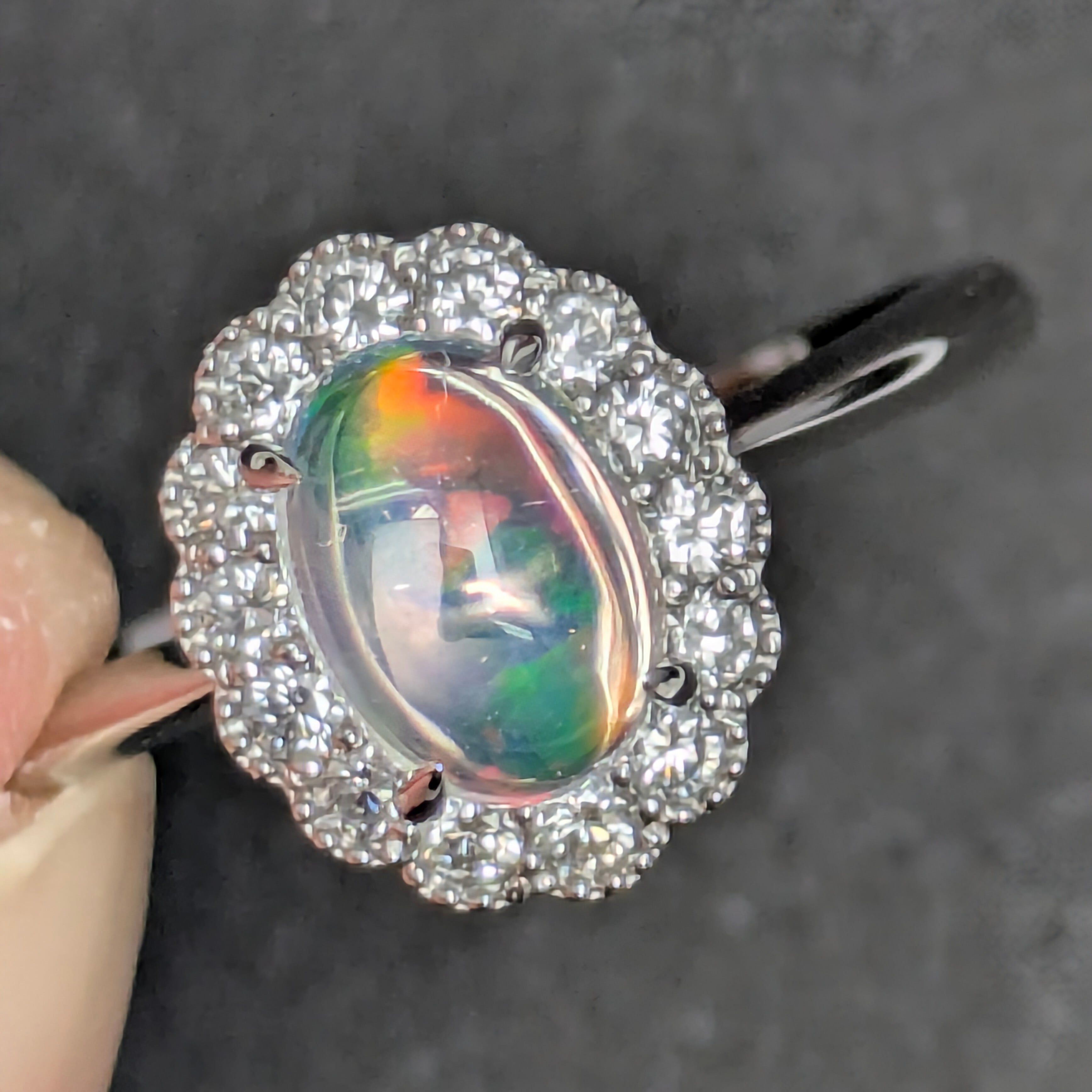 Pt950ウォーターオパールリング メキシコ産 ウォーターオパール 0.740