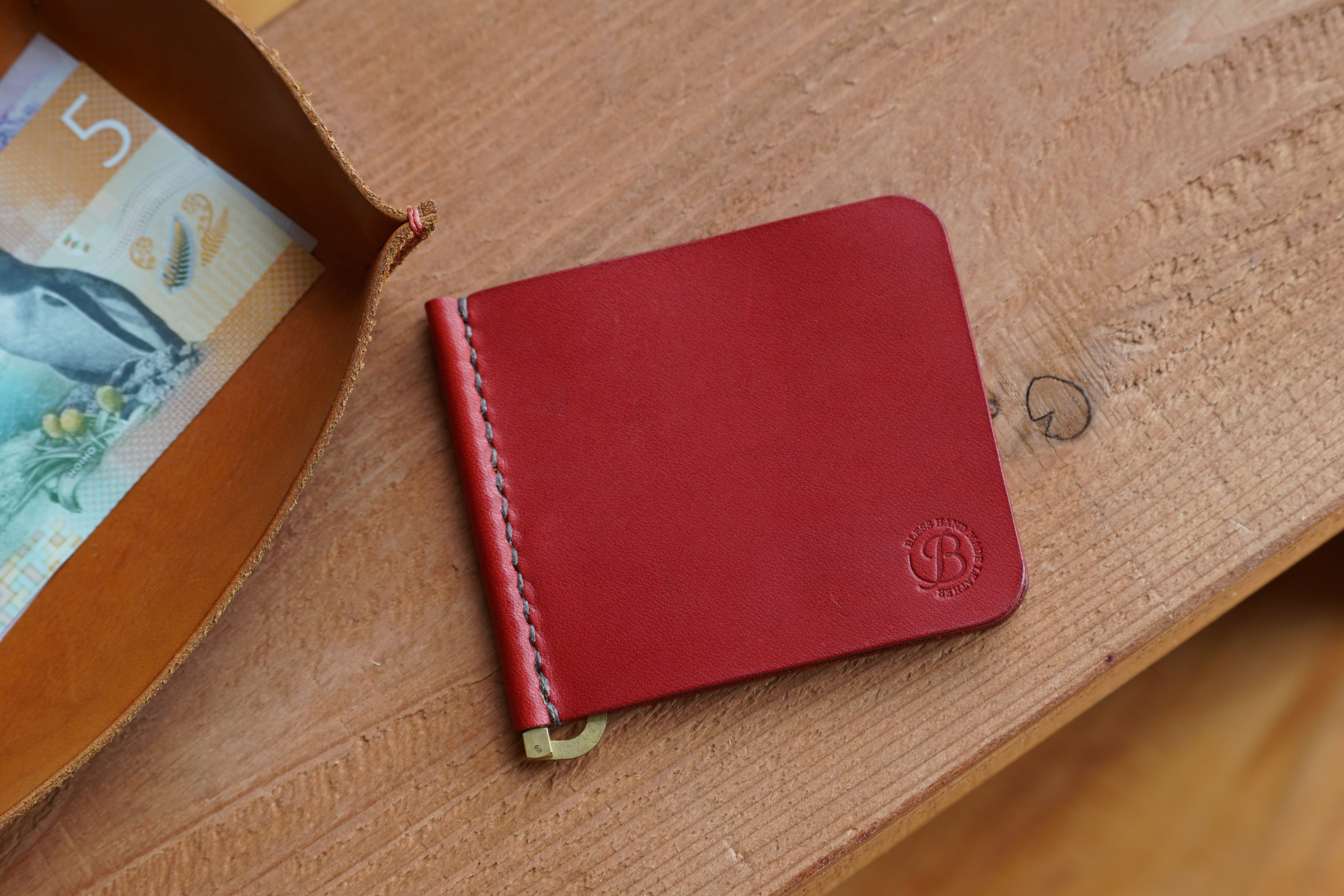 【姫路レザーシュリンク】シンプルマネークリップ【プルアップレザー】 薄型マネークリップ】姫路レザー ミニマリスト ミニ財布