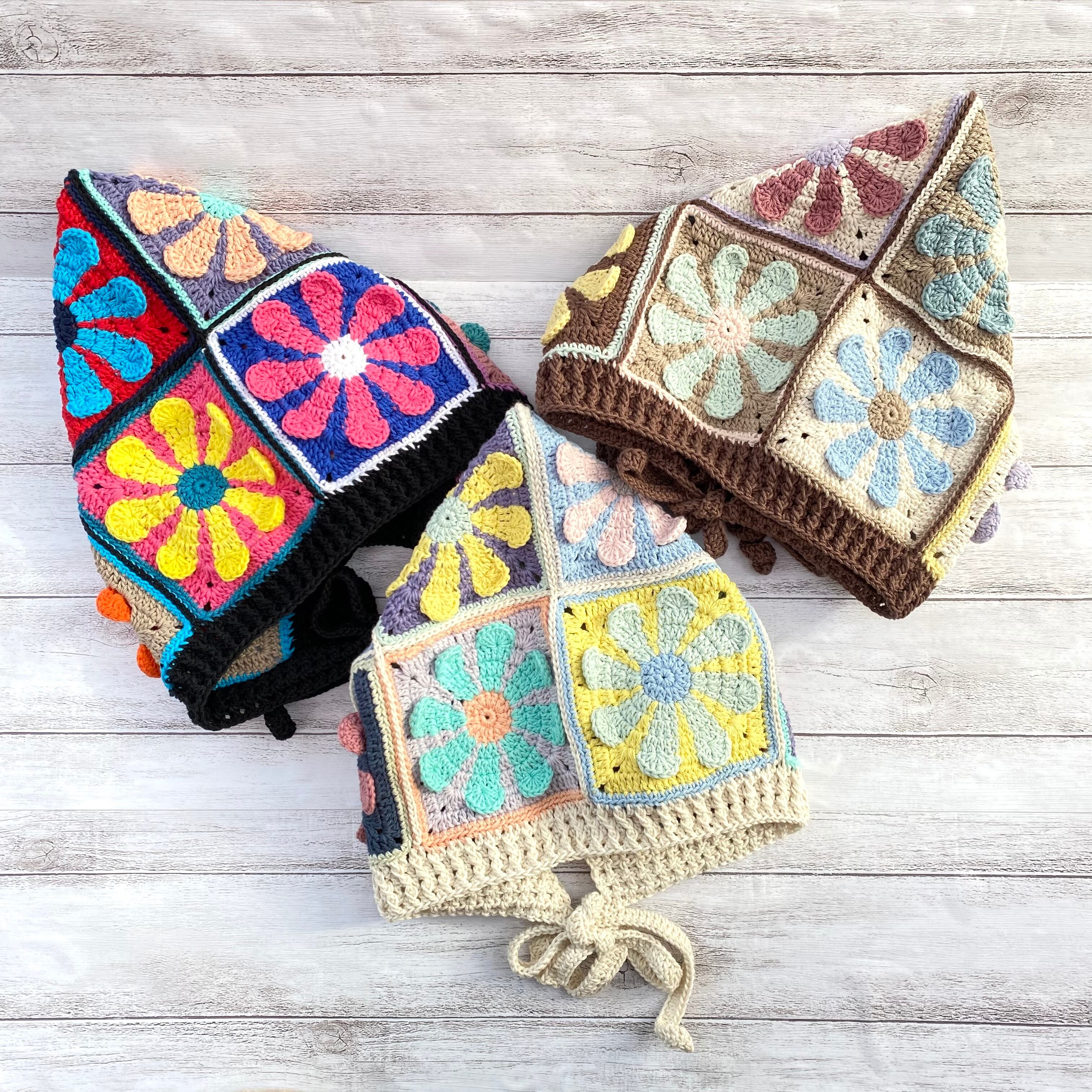 NO.3122057】クロシェ編み ニットフード ブラックベース | polepole31