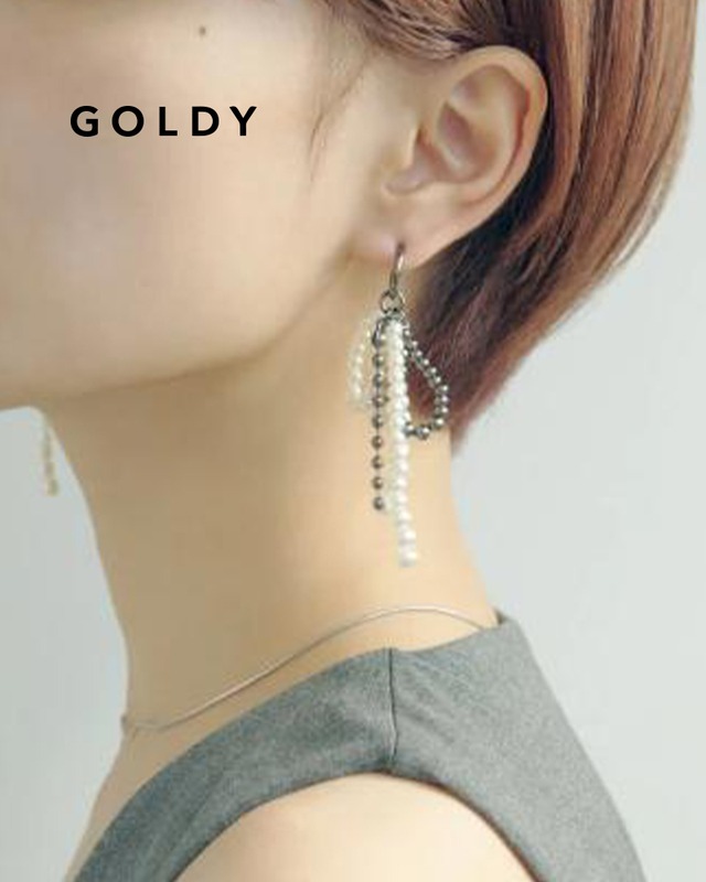 GOLDY/ゴールディ/パール × ボール チェーン イヤリング/アクセサリー/2240401【追跡可能メール便180円】