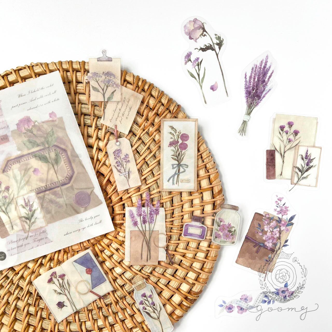 くすみフラワーシール パープル<S161>