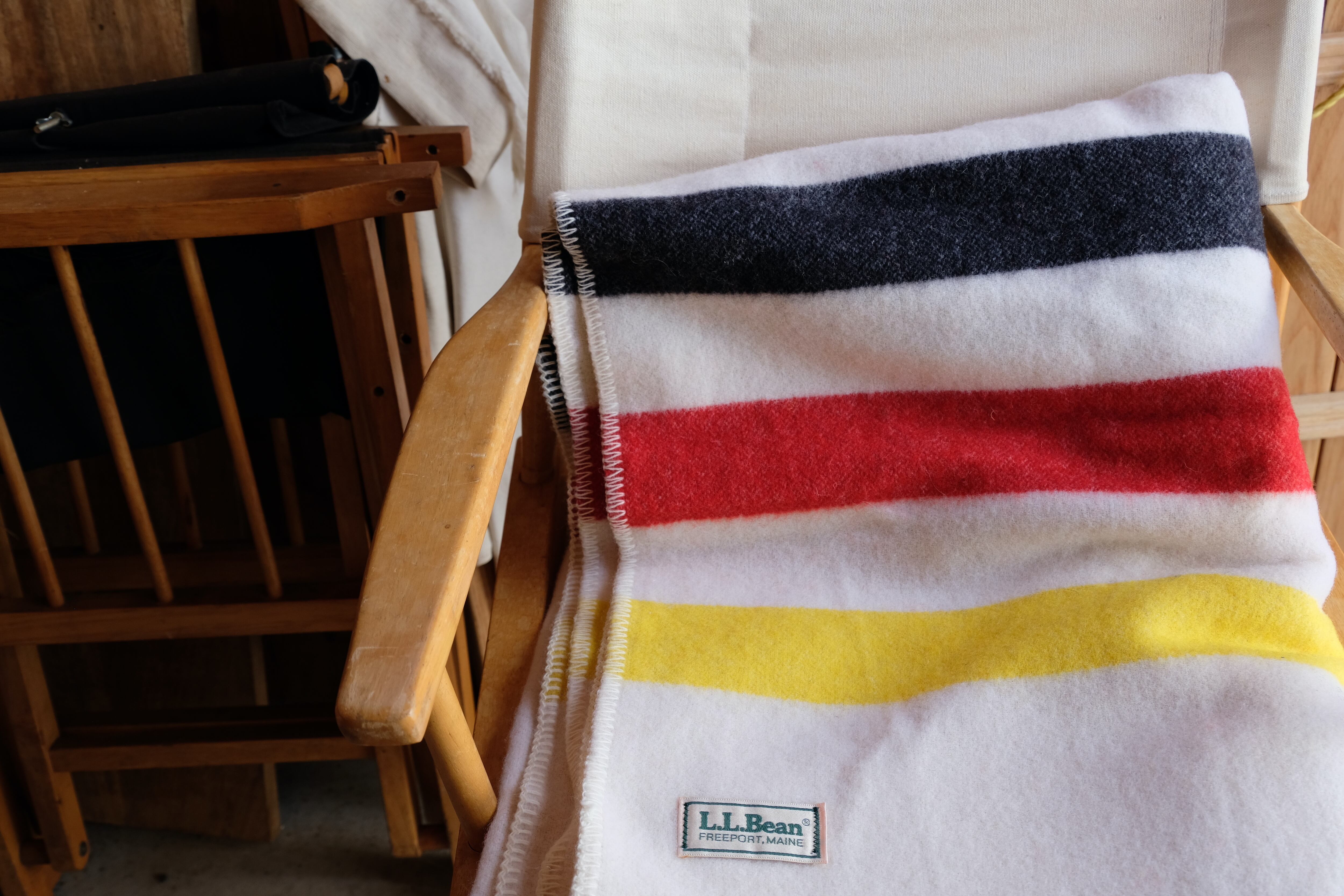size M) 80s L.L.Bean heavywool blanket Trapper Stripe | COUNTRY
