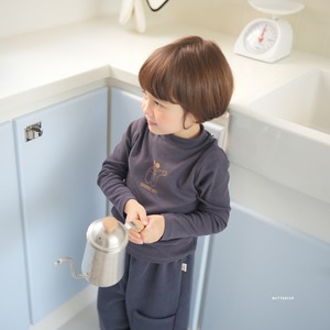 【Butter cup】チアアップ リブT（80–120cm）チャコール 2025冬