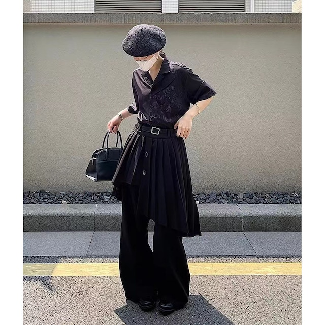 【之】★キュロットスカート★ブラック チャイナ 中国ファッション 暗黒風 ガウチョ