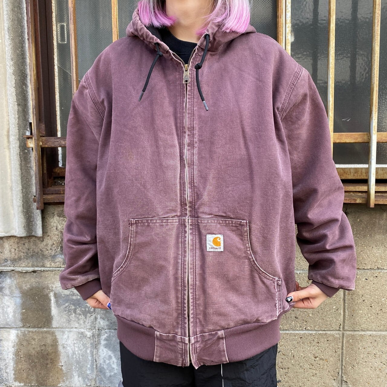 着丈71cmUSA製　Carhartt アクティブジャケット　カーハート　パープル