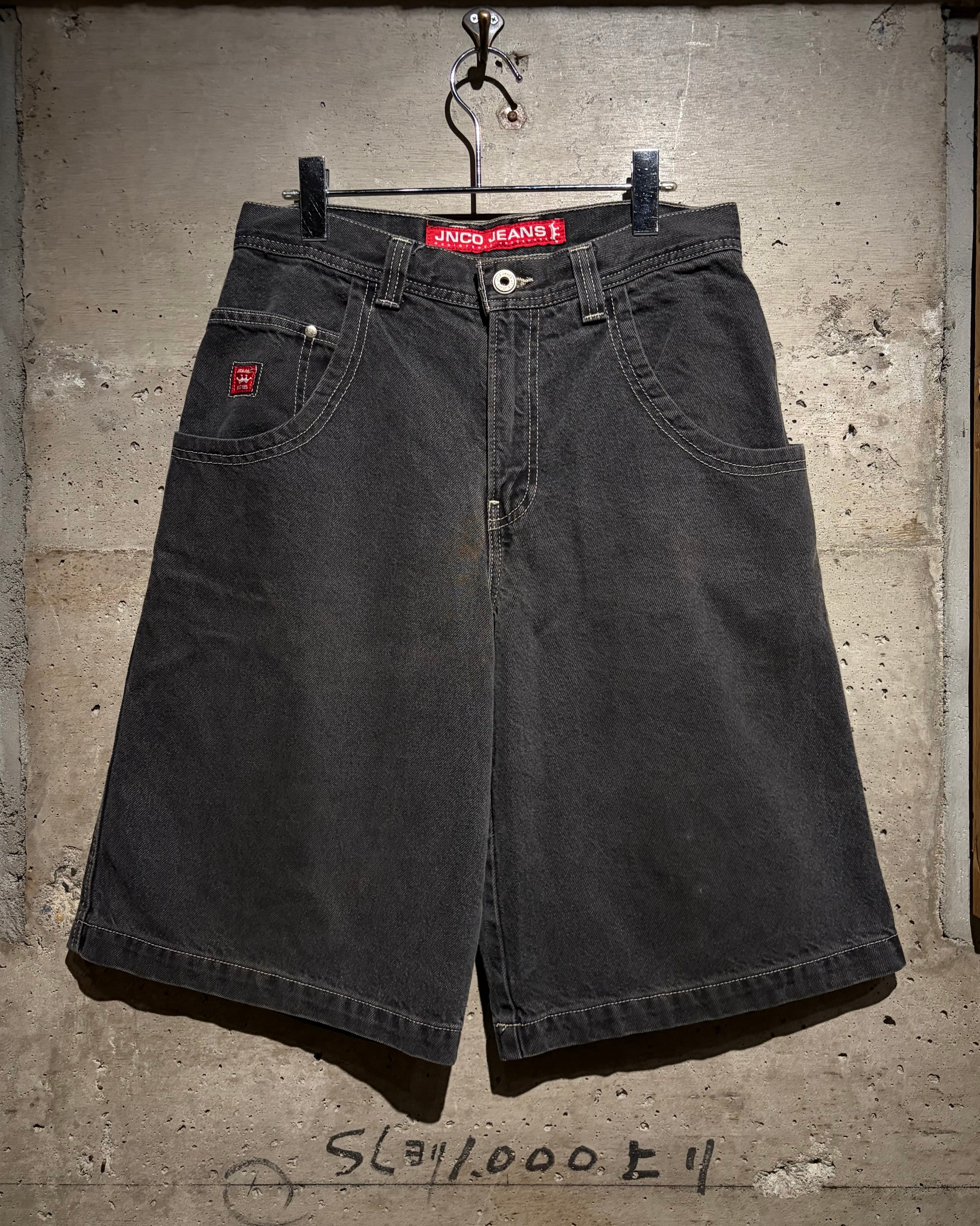Caka】“JNCO” Burning Crown Embroidery Vintage Fade Black Rave
