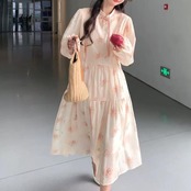 Chinese Style Printed Wind Long A-Line Dress 5011