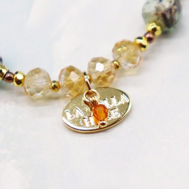 【ONLINE SHOP限定】【Like a Honey Candy】虎牙天珠×シトリン×アフリカンターコイズ×マホガニーオブシディアン ブレスレット